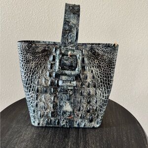 Brahmin Gray Crocodile-Embossed Tote